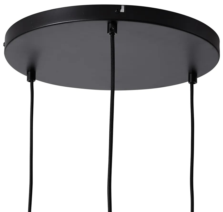 Candeeiro suspenso retro preto com vidro verde 3 luzes - Denise