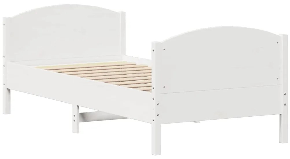 Cama sem colchão 75x190 cm madeira de pinho maciça branco