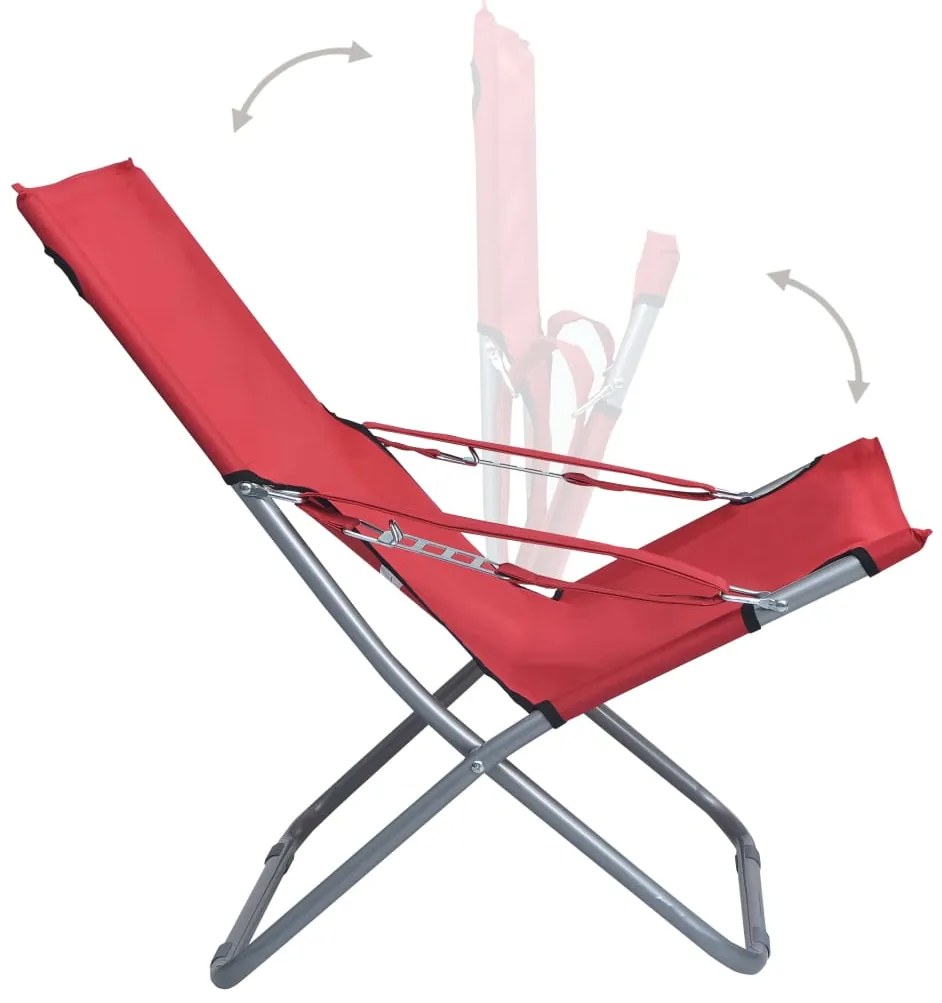 Cadeiras de praia dobráveis 2 pcs tecido vermelho