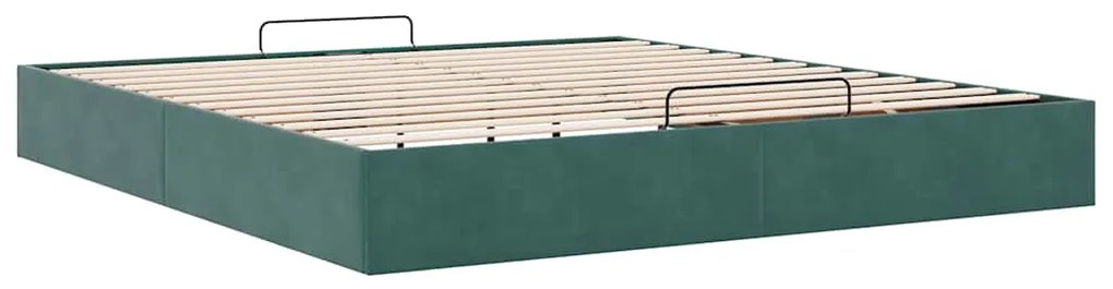 Estrutura de cama otomana sem colchão 160x200 cm verde escuro