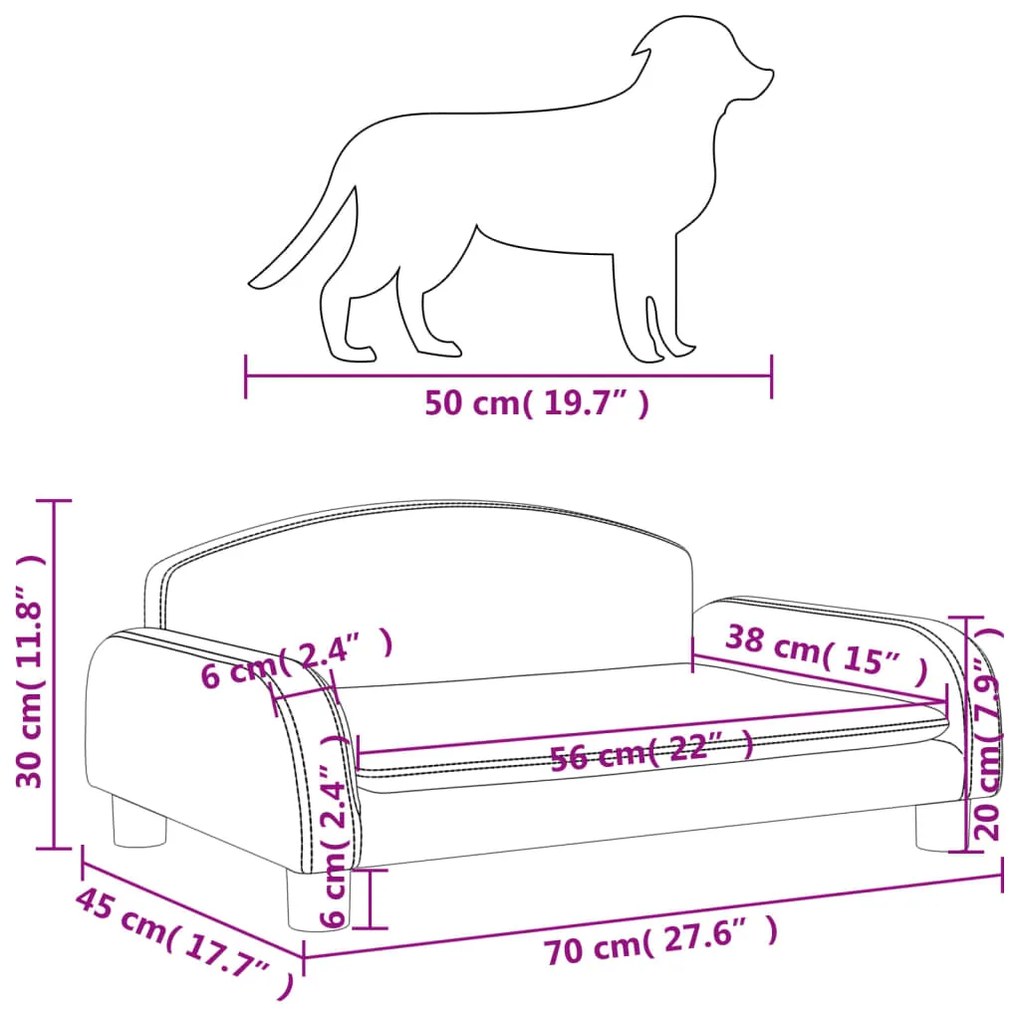 Cama para cães 70x45x30 cm tecido cinzento-acastanhado