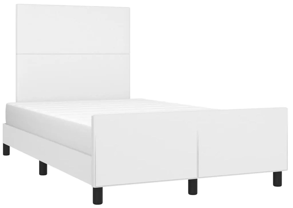 Estrutura cama c/ cabeceira 120x200 cm couro artificial branco