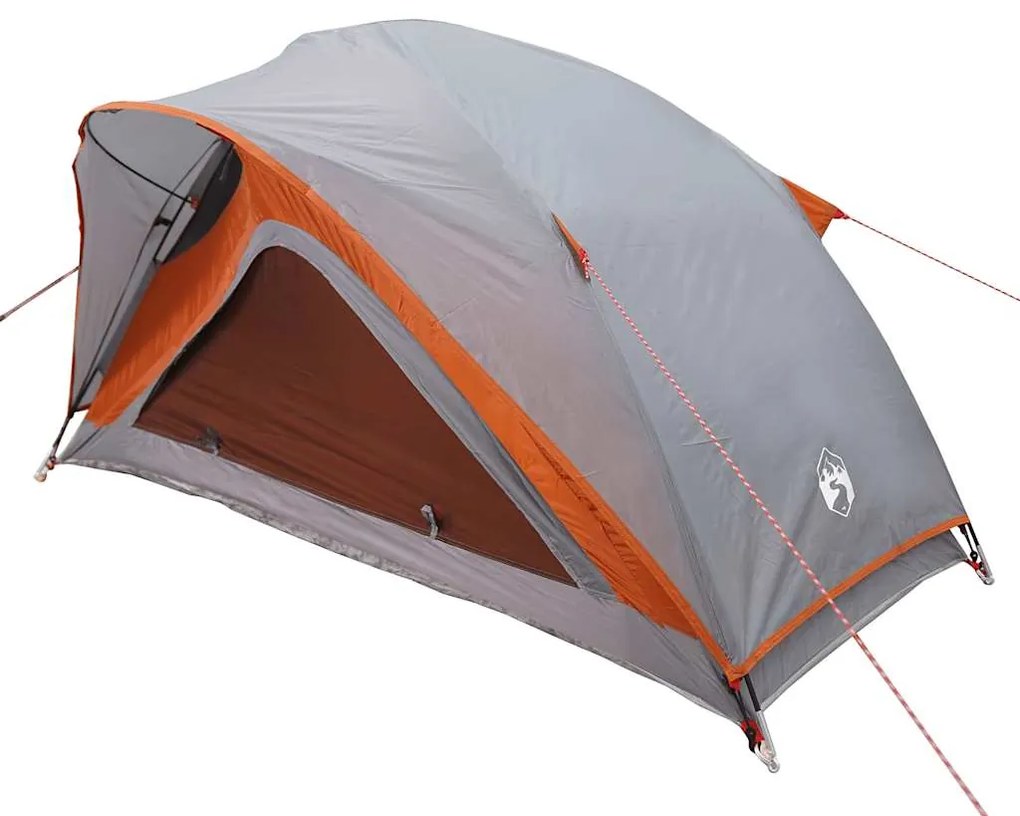 Tenda de campismo p/ 1 pessoa impermeável cinzento e laranja