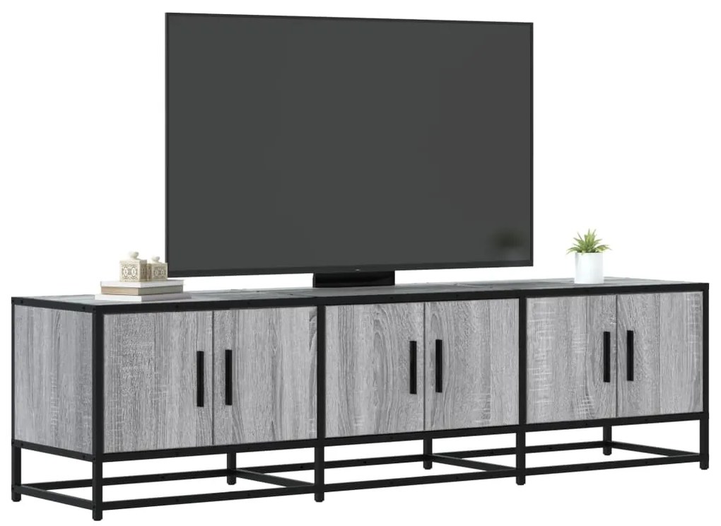 Móvel p/ TV 150x35x41 cm deriv. madeira/metal cinzento sonoma