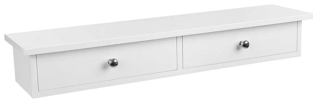 Prateleira de parede SONGMICS, prateleira flutuante com 2 gavetas, acabamento de alto brilho, suporta até 15 kg, 65 x 15 x 10 cm, para entrada, sala de estar, cozinha, branca LWS65WT