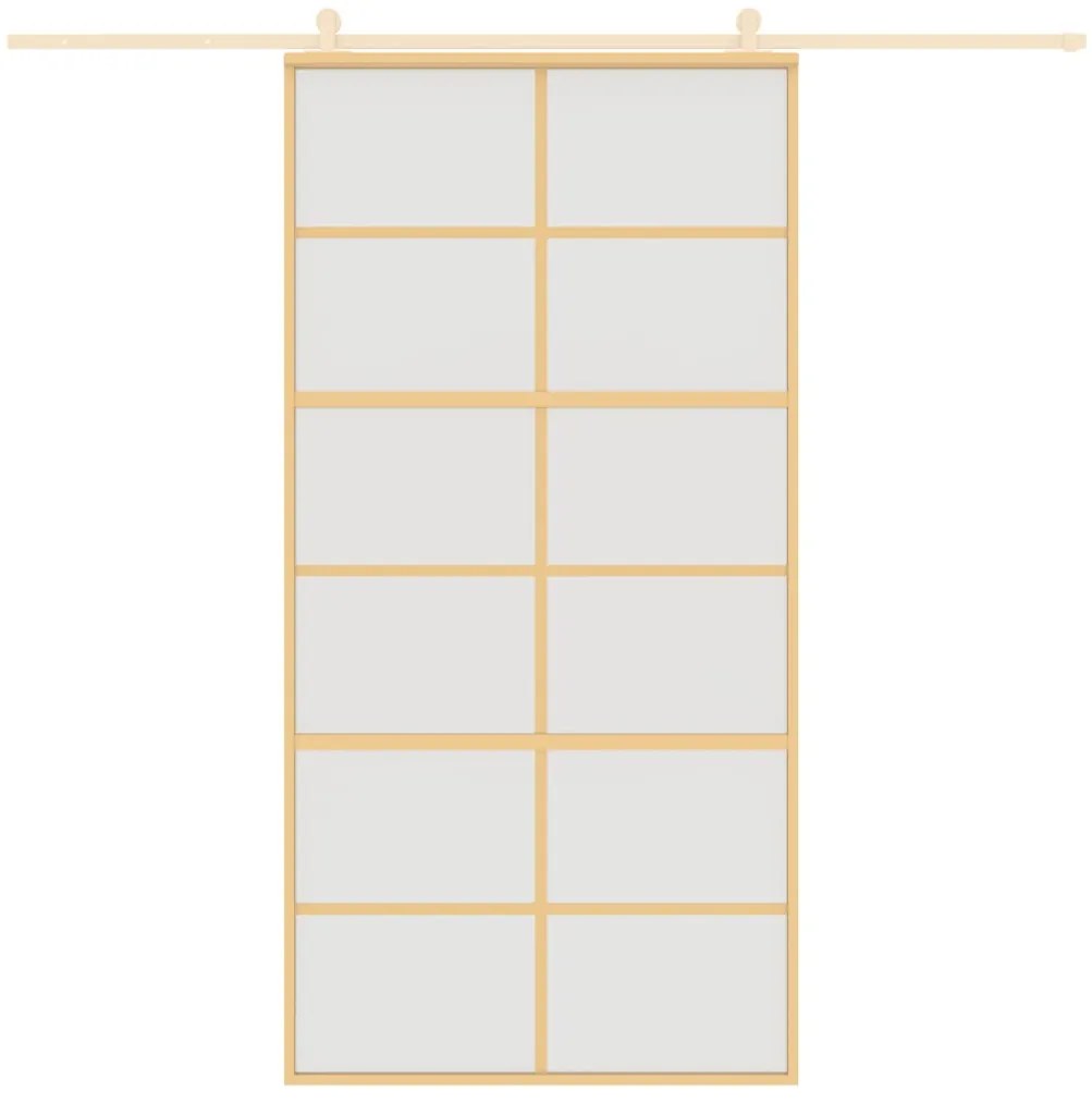 Porta deslizante 102,5x205 cm vidro ESG fosco/alumínio dourado