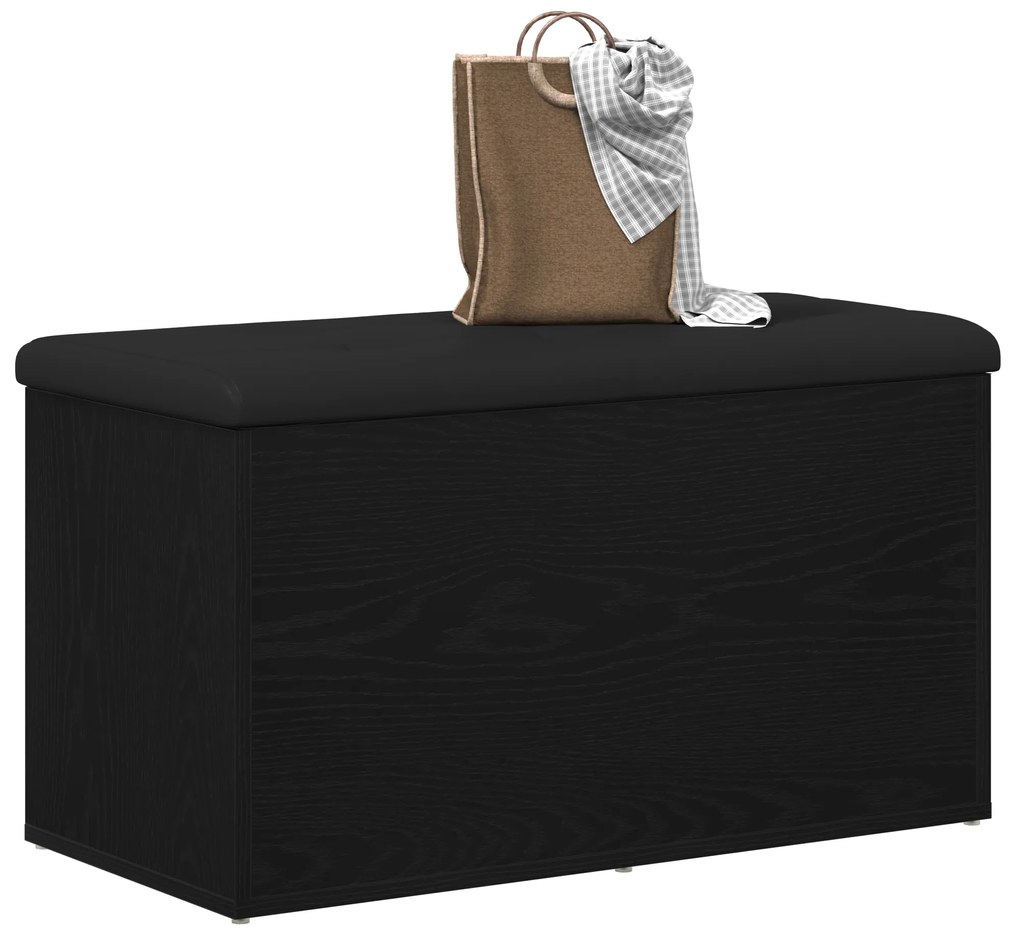 Banco de Armazenamento vidaXL Madeira de Carvalho Preto 80x40x45 cm Ma