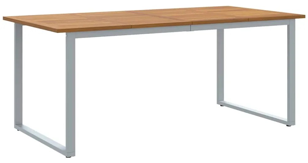 Mesa de Jantar Externa vidaXL Cinza 180x90x75 cm Aço e Madeira Sólida
