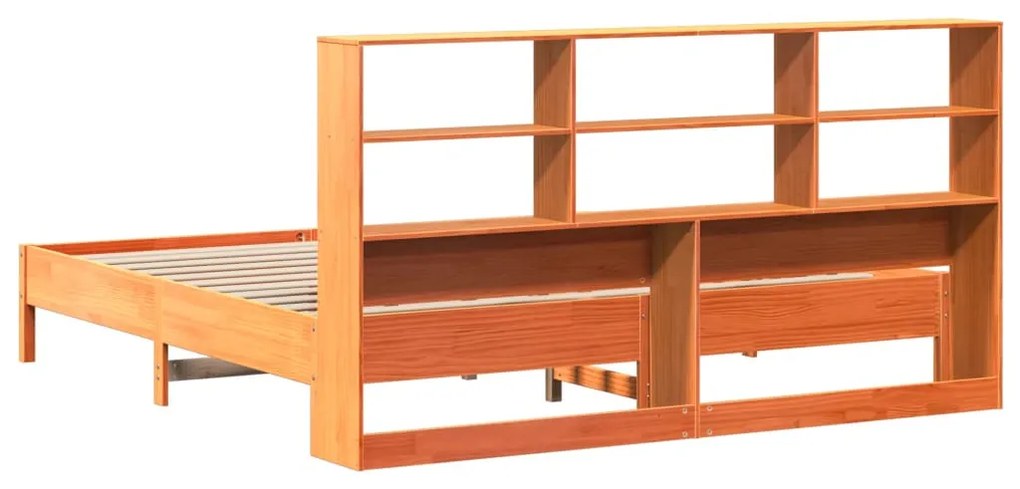 Cama com estante sem colchão 200x200 cm pinho maciço