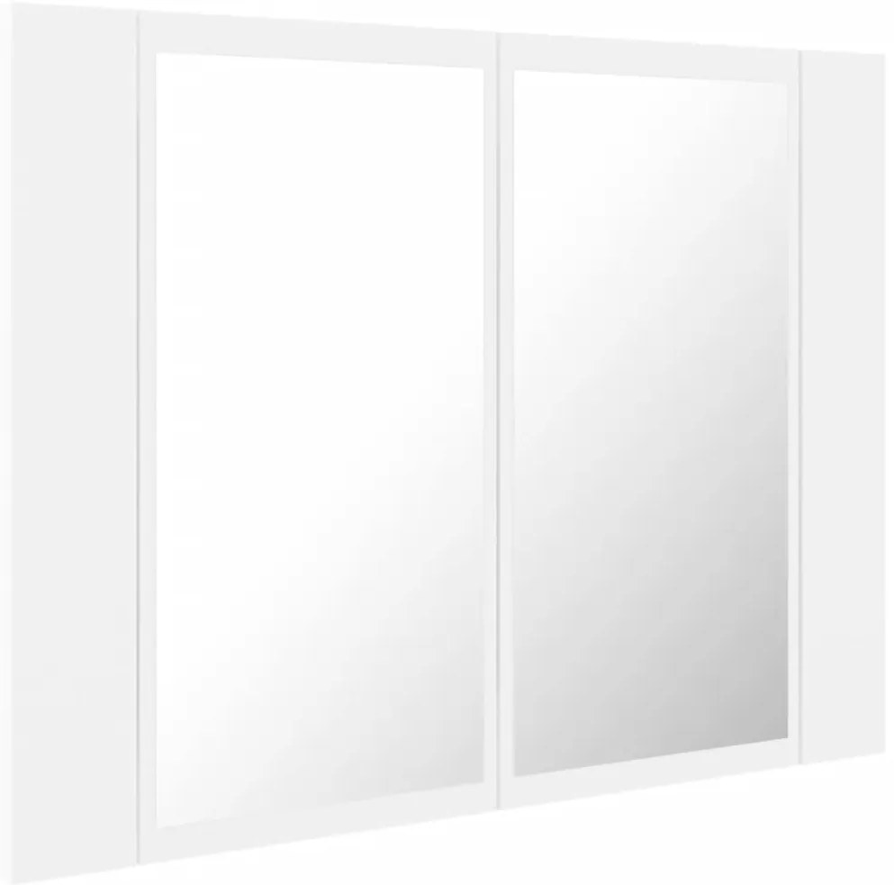 Armário espelhado casa banho c/ LED 60x12x45 cm acrílico branco