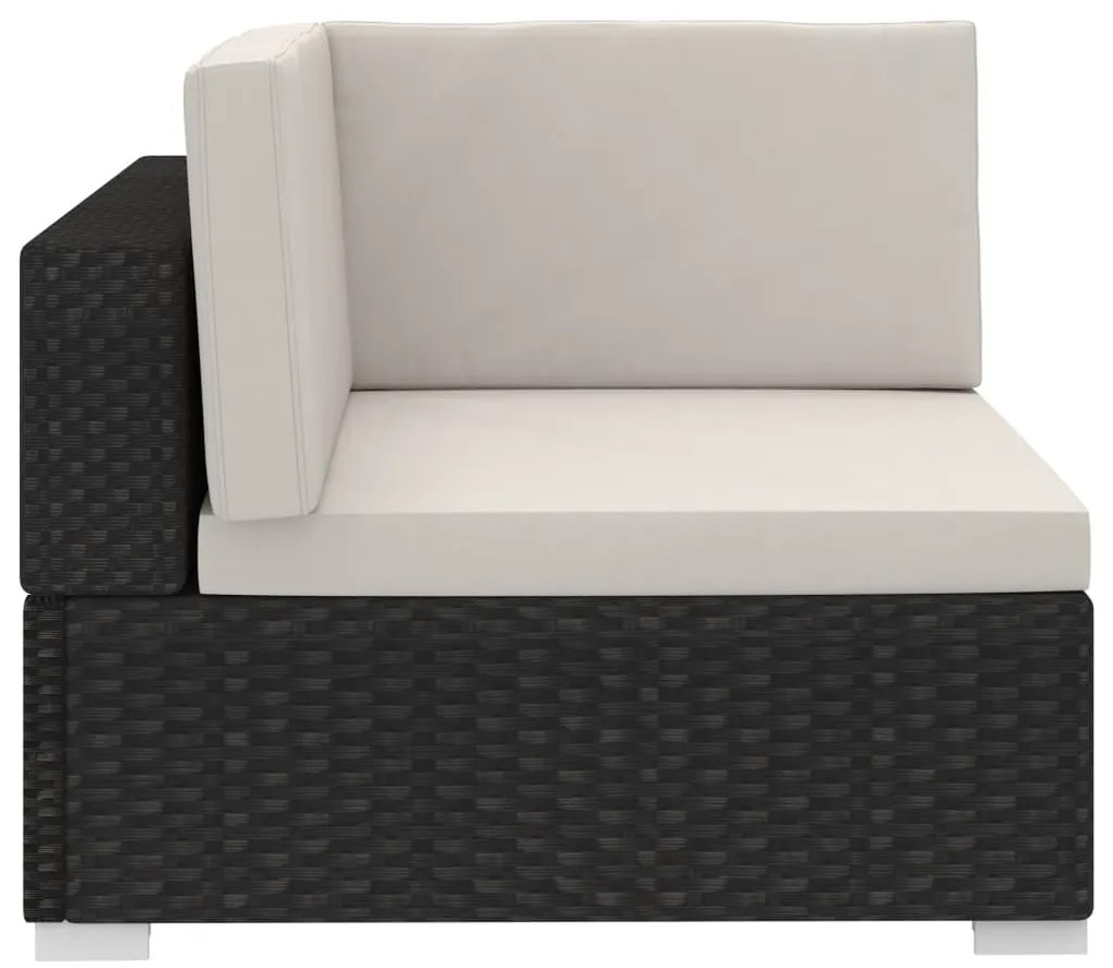 3 pcs conjunto sofás de jardim c/ almofadões vime PE preto