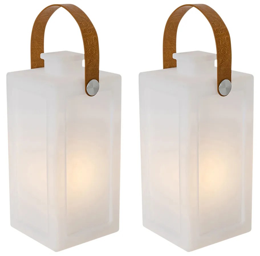 LED Conjunto de 2 Candeeiros de Mesa Brancos Efeito Chama Recarregáveis IP44 - Stard Design