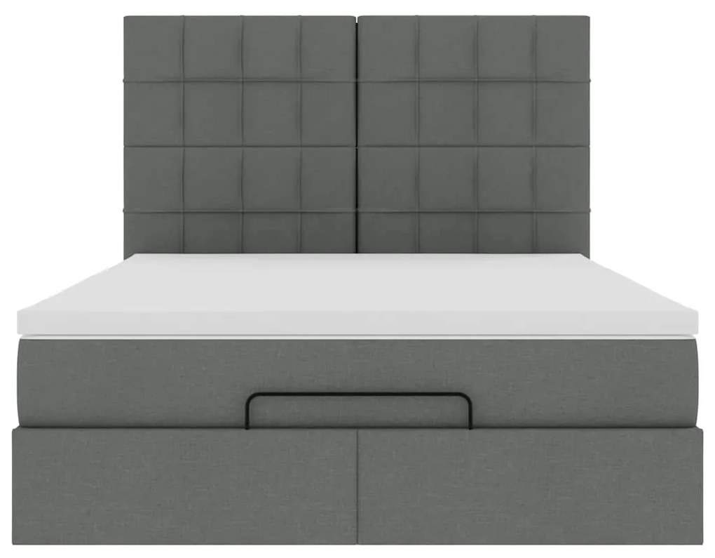 Estrutura cama otomana colchão 140x200cm tecido cinzento escuro