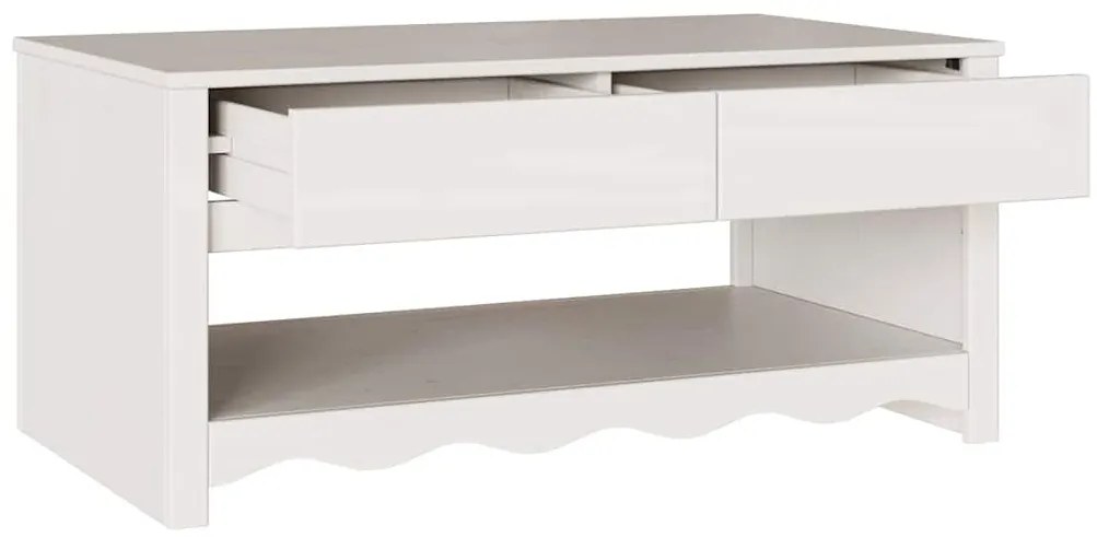 Mesa de Centro vidaXL "DRAMMEN" Branca 99x55x45 cm Madeira Sólida de P