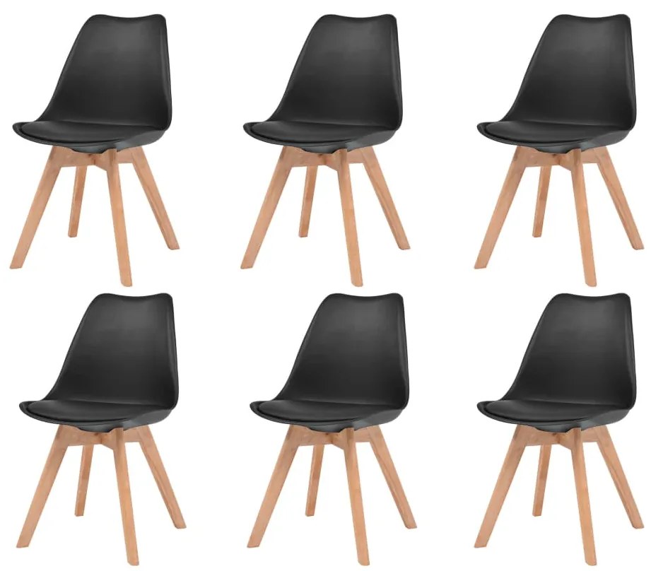 Cadeiras de jantar 6 pcs plástico preto