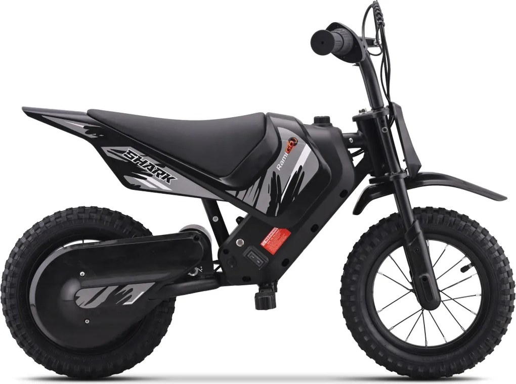 Mota elétrica para Crianças 12V SHARK, 3 a 6 anos rodas ar bombeado, preta