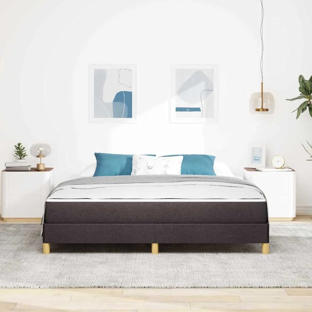Cama Box Castanho 180 x 200 cm Tecido, Madeira de Engenharia