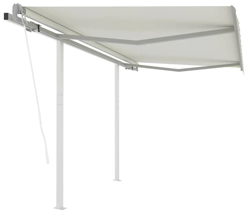 Toldo retrátil automático com postes 3x2,5 m cor creme