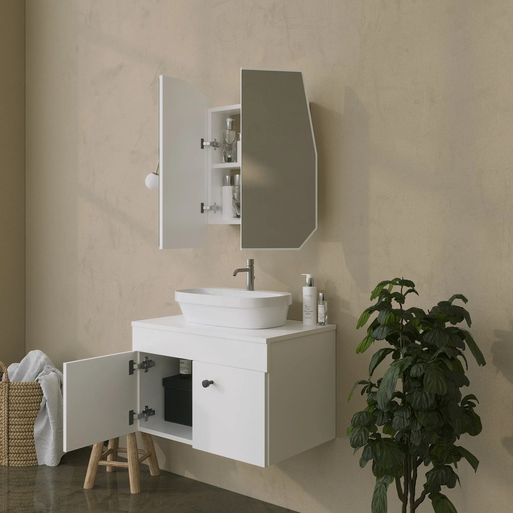Armário de Casa de Banho Quartz – Branco – 12x45x50 cm