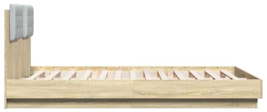 Estrutura cama c/ cabeceira/luzes LED 140x200cm carvalho sonoma