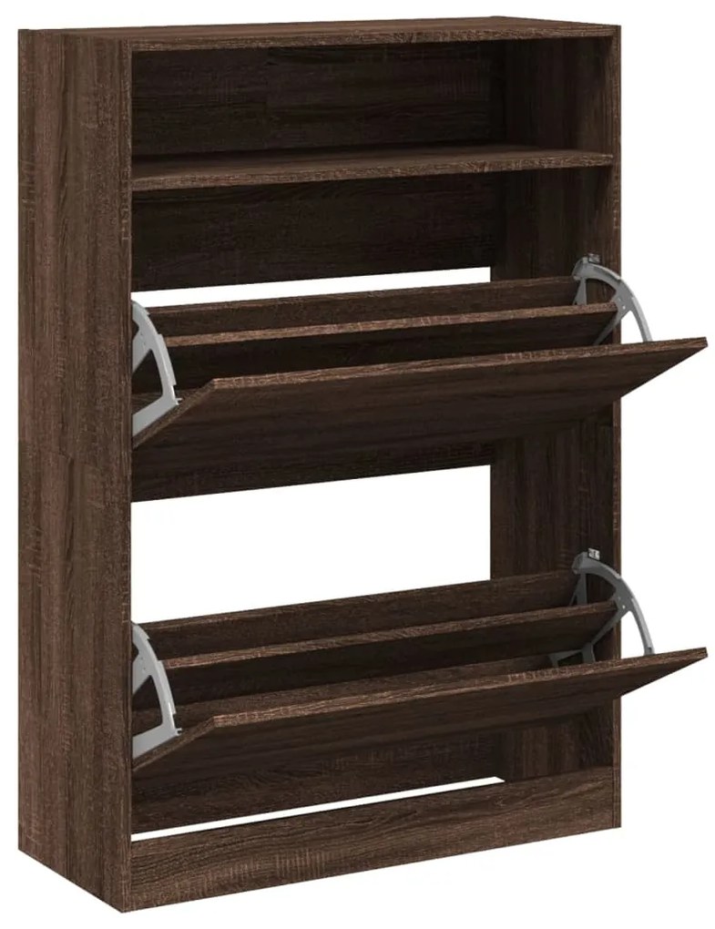 Sapateira 2 gavetas articuladas 80x34x116cm carvalho castanho