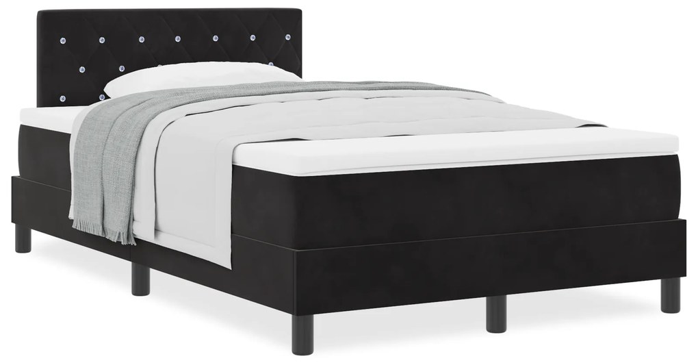 Cama Box Spring vidaXL com Colchão Preto 120x200 cm Veludo
