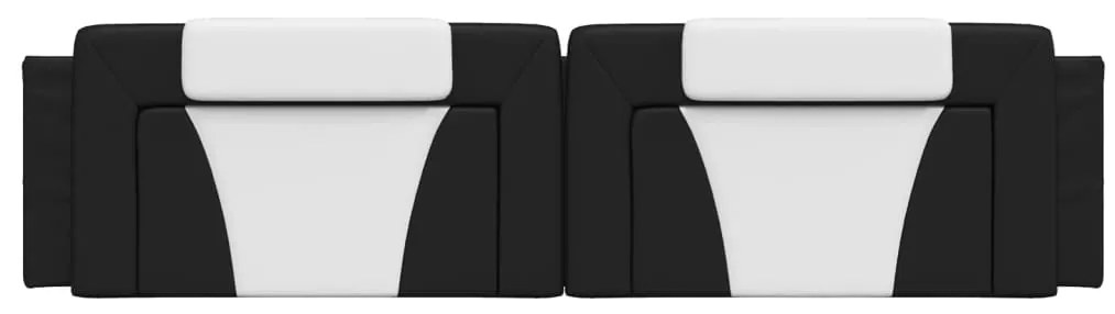 Almofadão de cabeceira 200 cm couro artificial preto e branco