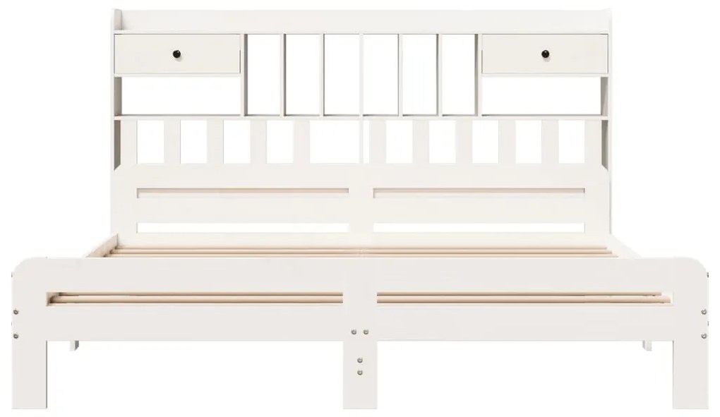 Cama com estante sem colchão 180x200 cm pinho maciço branco