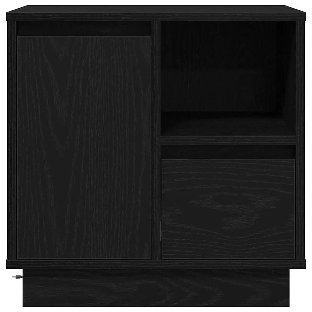 Criado-mudo com LED Carvalho Preto 50x34,5x50 cm