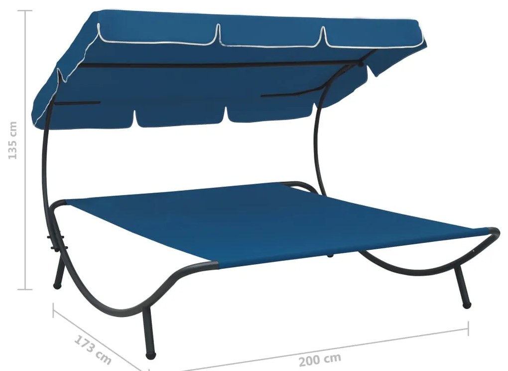 Espreguiçadeira jardim com toldo azul
