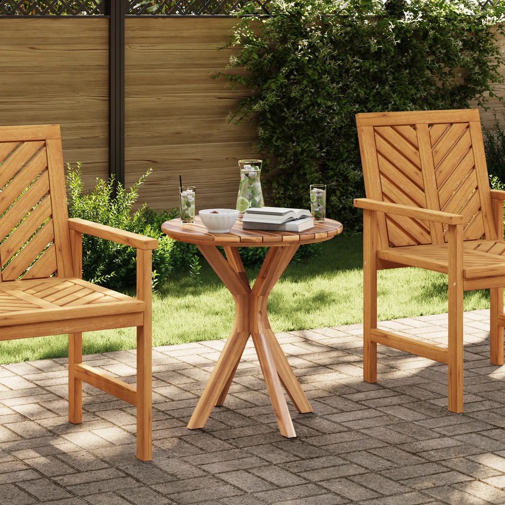 vidaXL Mesa Bistro de Jardim Ø70x75 cm Madeira Sólida de Teca