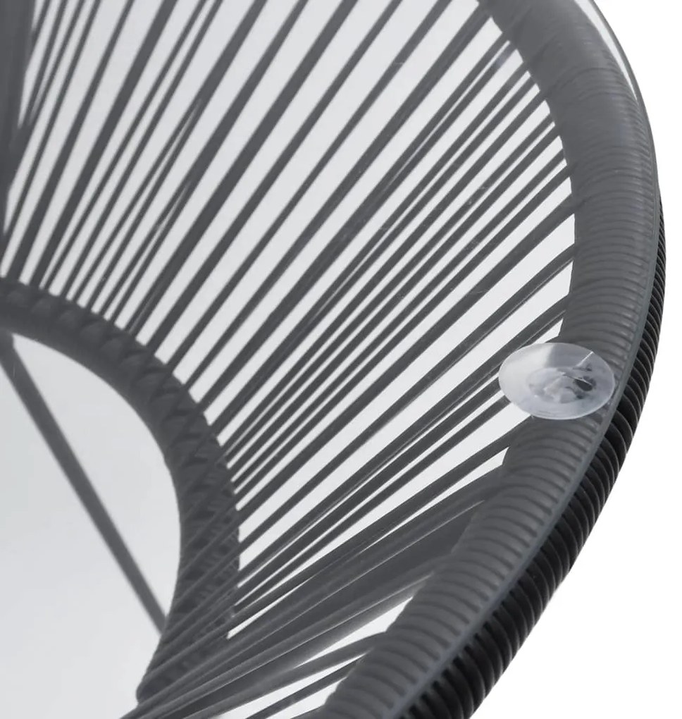 Mesa de jantar para jardim Ø70x74 cm vime e vidro preto
