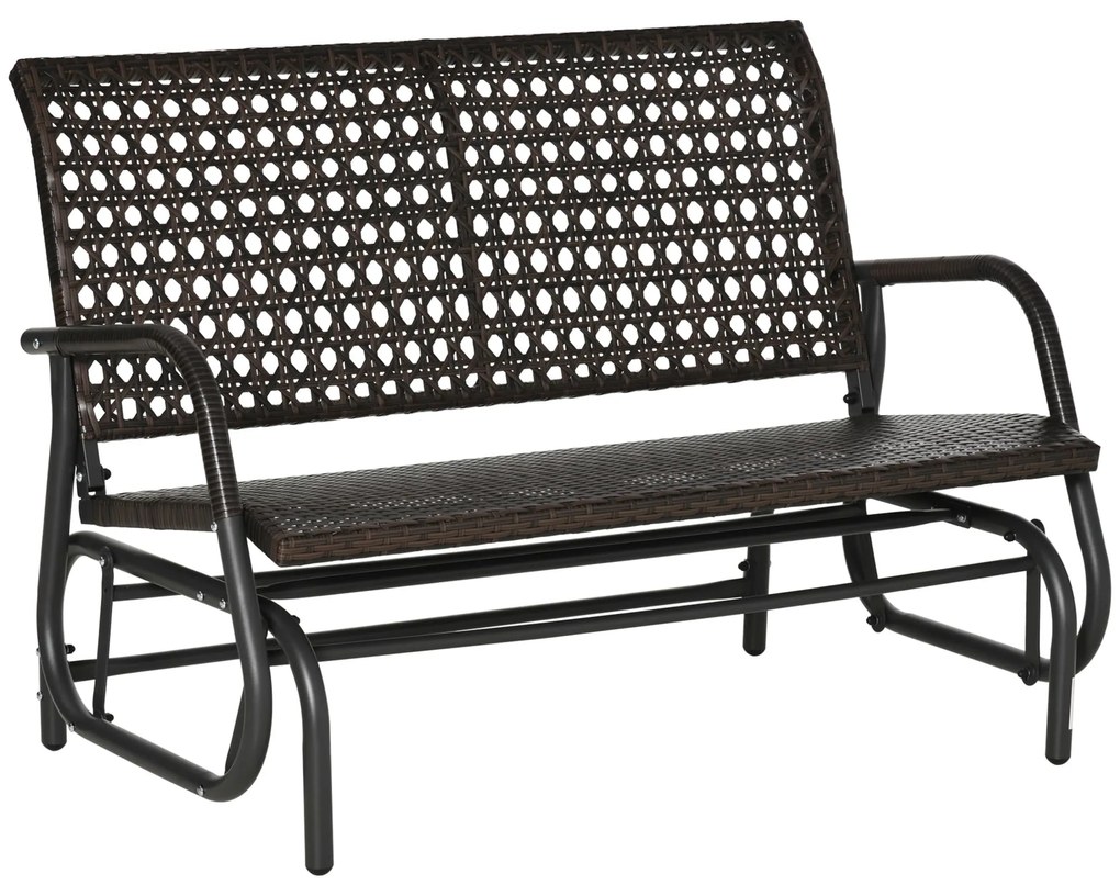 Outsunny Banco Baloiço Vime 2 Lugares Jardim Balanço Ergonómico Carga 220kg 70x120x84cm Marrom Elegante