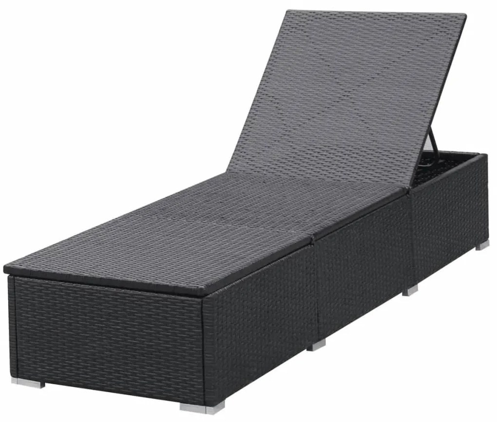 Espreguiçadeiras com almofadões 2 pcs vime PE preto