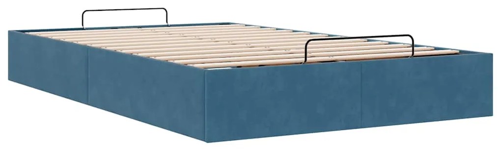 Ottoman Bed Frame No Colchão Azul Escuro 120x190 cm Veludo