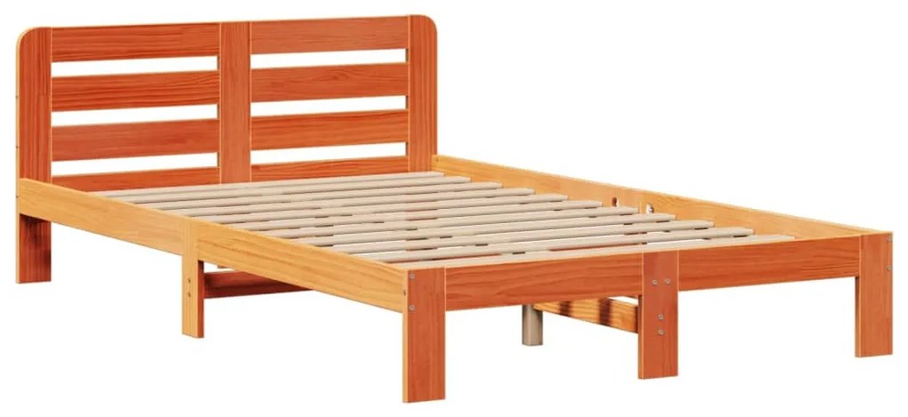Cama c/ estante sem colchão 120x190cm pinho maciço castanho-mel