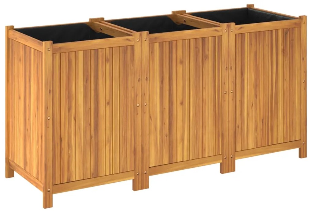 Vaso/floreira de jardim com forro 150x50x75 cm acácia maciça