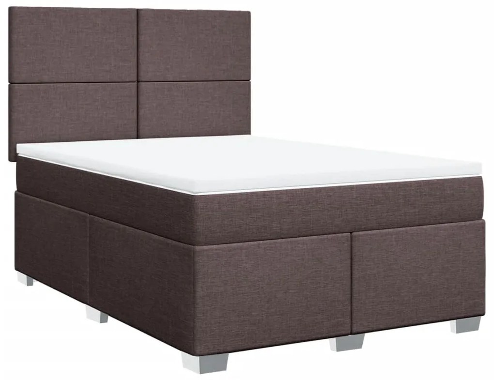 Cama com molas/colchão 140x200 cm tecido castanho-escuro