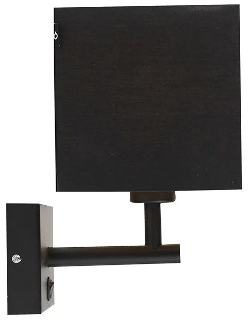 Candeeiro de Parede Preto com USB e Abajur Quadrado Preto - Combi 1 Moderno