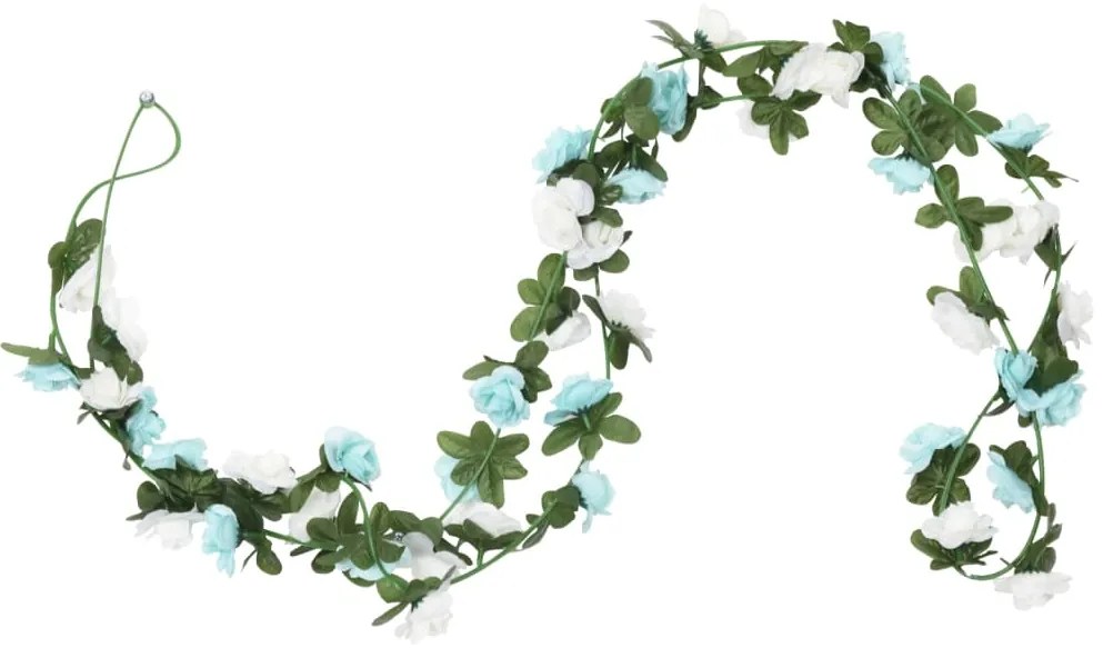 Grinaldas de flores de Natal 6 pcs 240 cm azul e branco