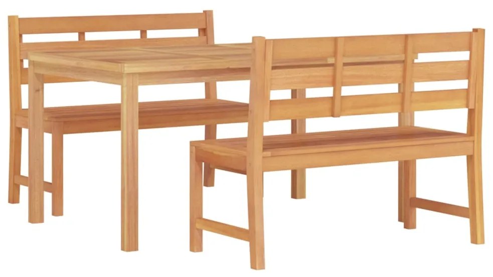 3 pcs conjunto de jantar para jardim madeira de teca maciça