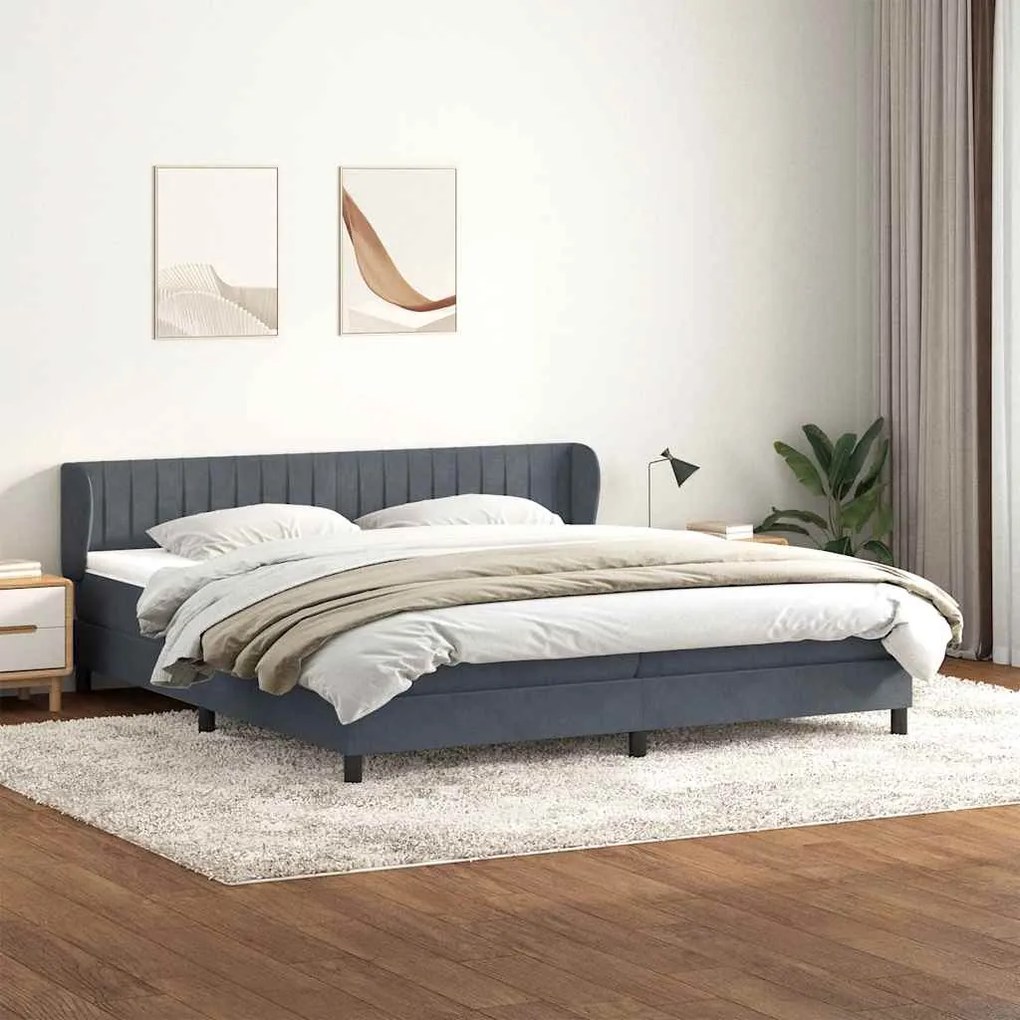 vidaXL Cama com molas/colchões 180x210 cm veludo cinzento-escuro