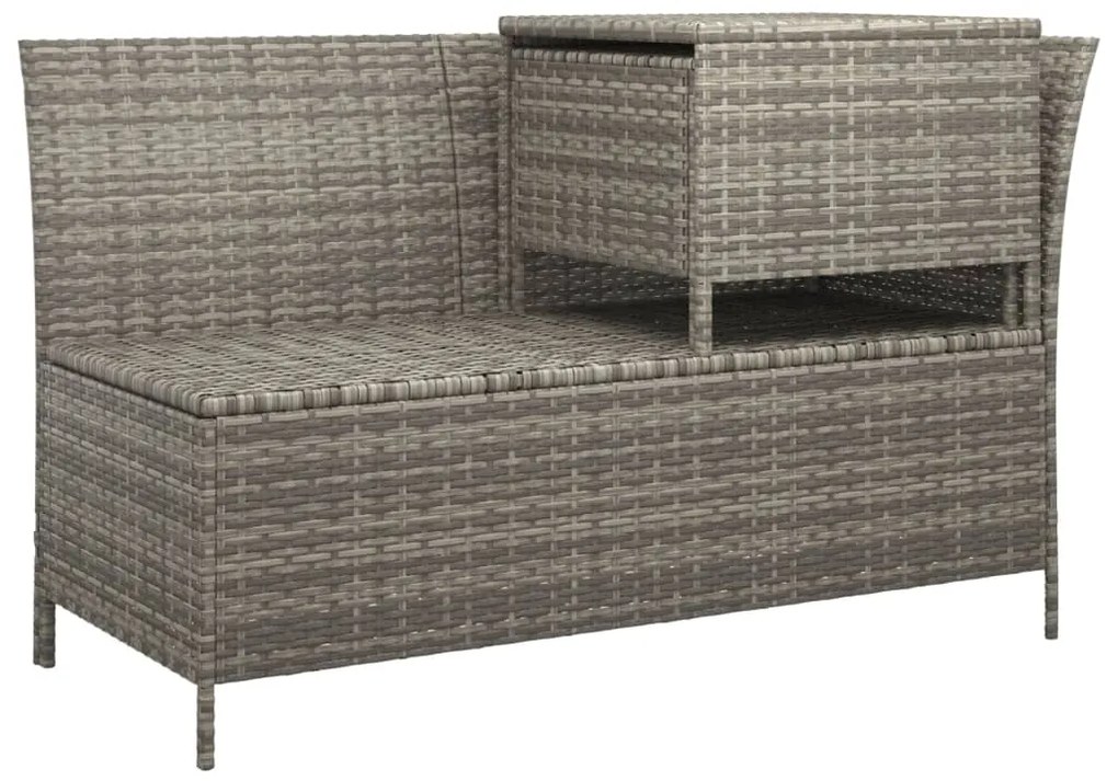 4 pcs conjunto lounge de jardim c/ almofadões vime PE cinzento