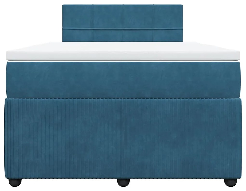 Cama boxspring com colchão 120x190 cm veludo azul