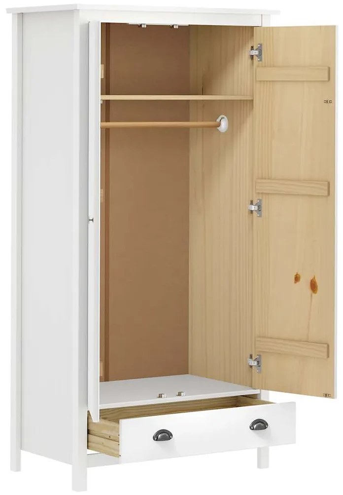 Roupeiro 2 portas Hill 89x50x170 cm pinho maciço branco