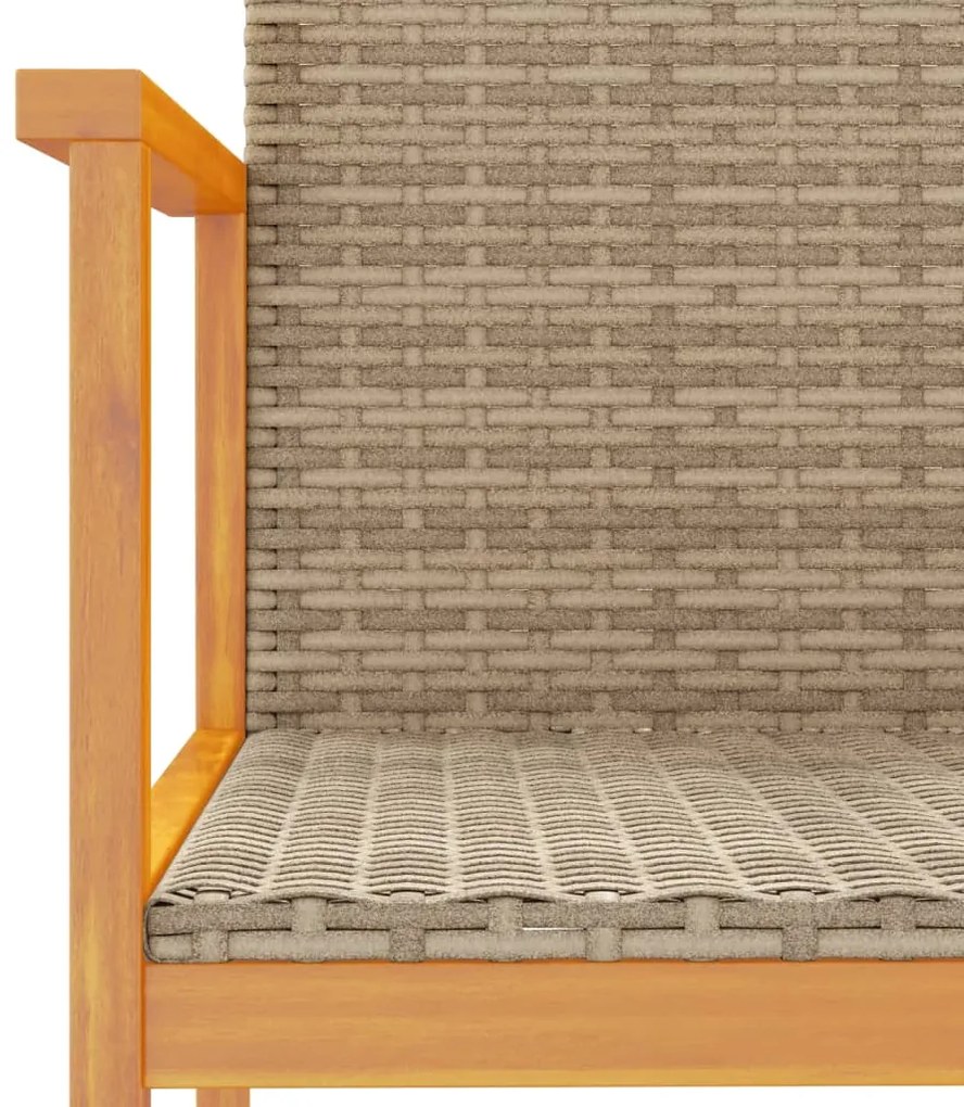 Cadeiras de jardim 2 pcs vime PE/madeira maciça bege