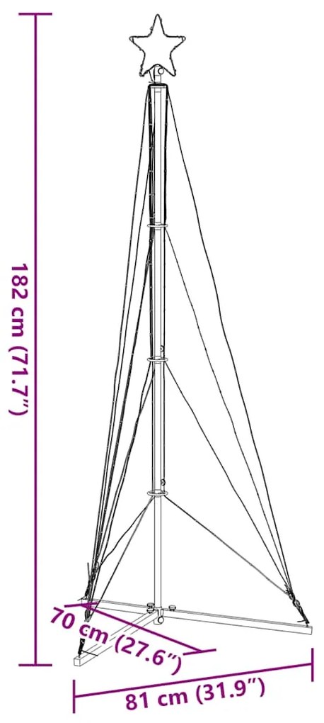 LED Árvore de Natal 363 LEDs Branco Quente 182 cm