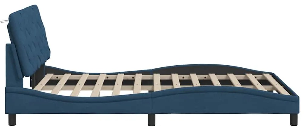 Estrutura de cama sem colchão 140x200 cm tecido azul