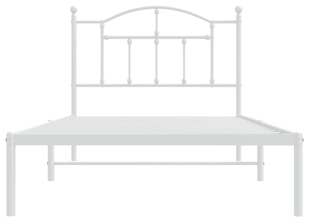 Estrutura de cama com cabeceira 100x190 cm metal branco