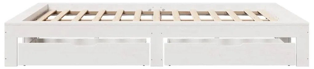 Cama sem colchão 140x190 cm madeira de pinho maciça branco